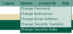 Change Security Data option.